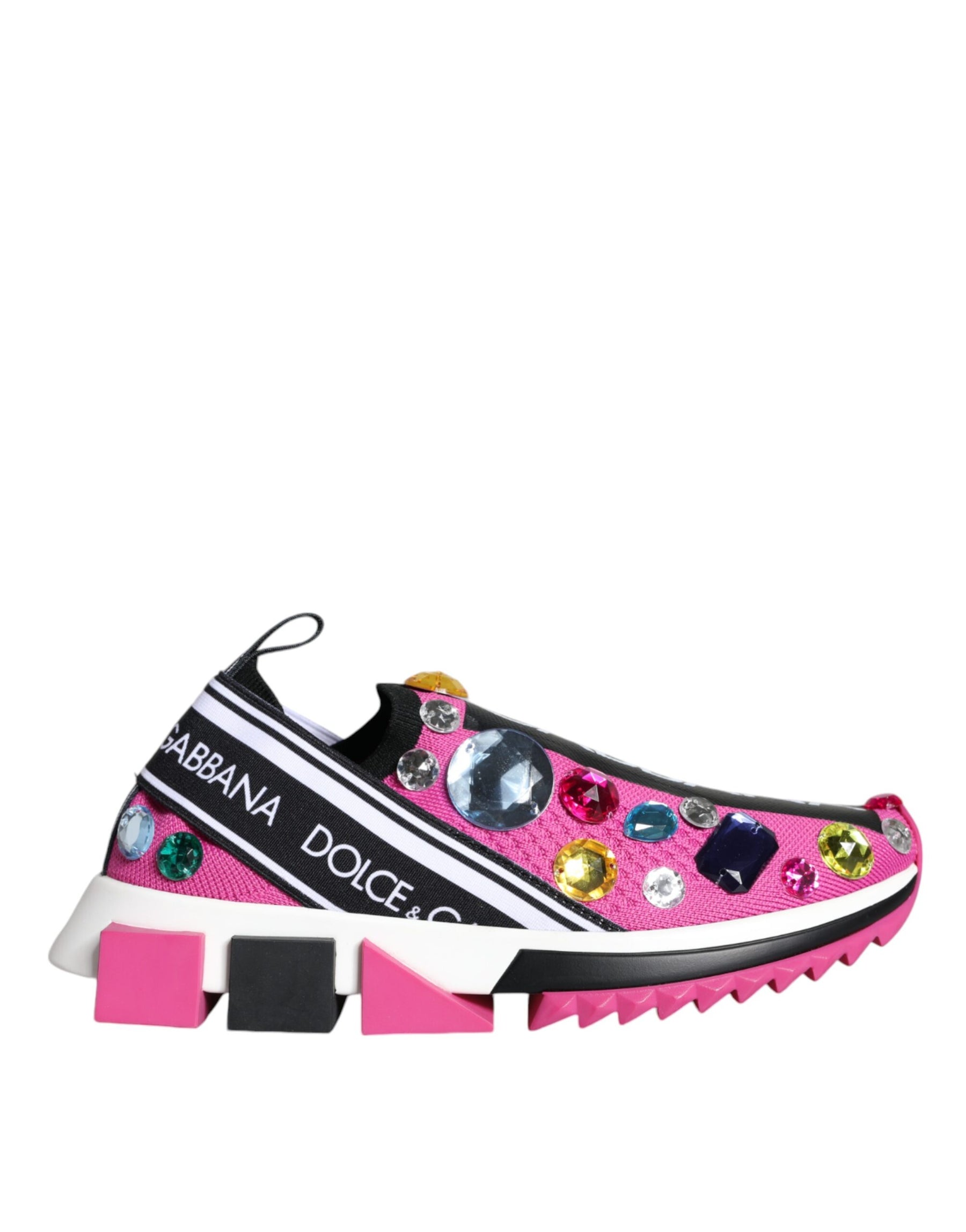 Dolce & Gabbana Pink Sorrento Crystals Low Top Sneakers Shoes | Regal Royce