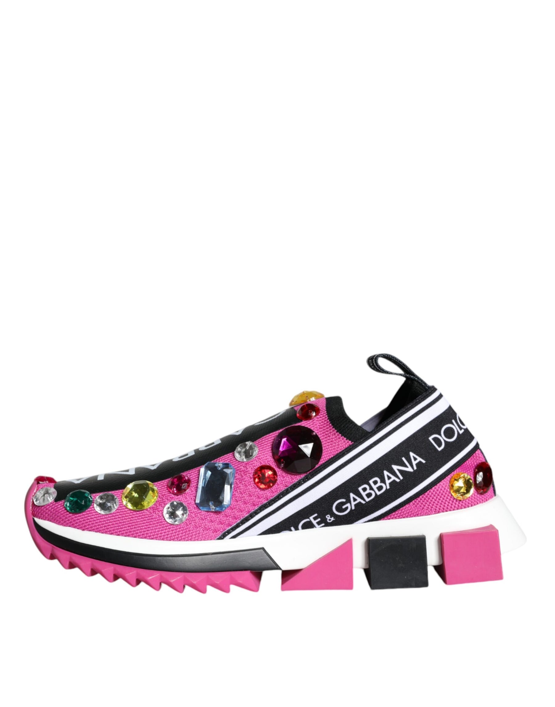 Dolce & Gabbana Pink Sorrento Crystals Low Top Sneakers Shoes | Regal Royce