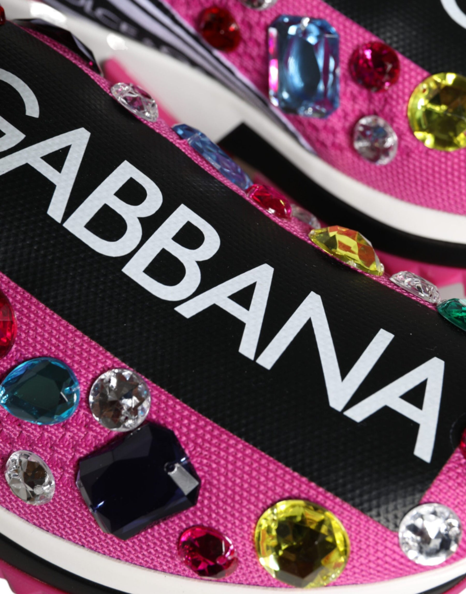 Dolce & Gabbana Pink Sorrento Crystals Low Top Sneakers Shoes | Regal Royce