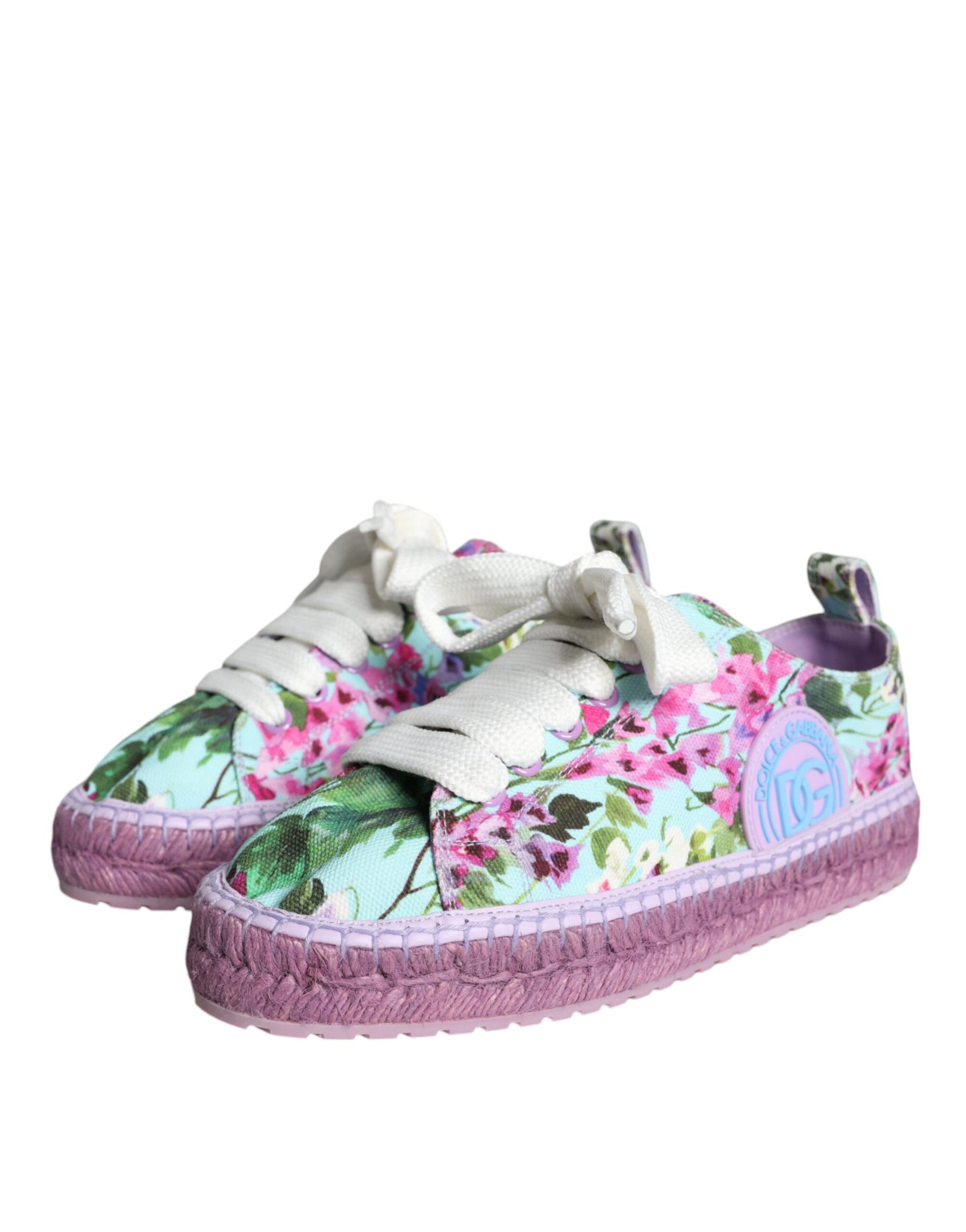 Dolce & Gabbana Multicolor Canvas Floral Espadrilles Sneakers Shoes | Regal Royce