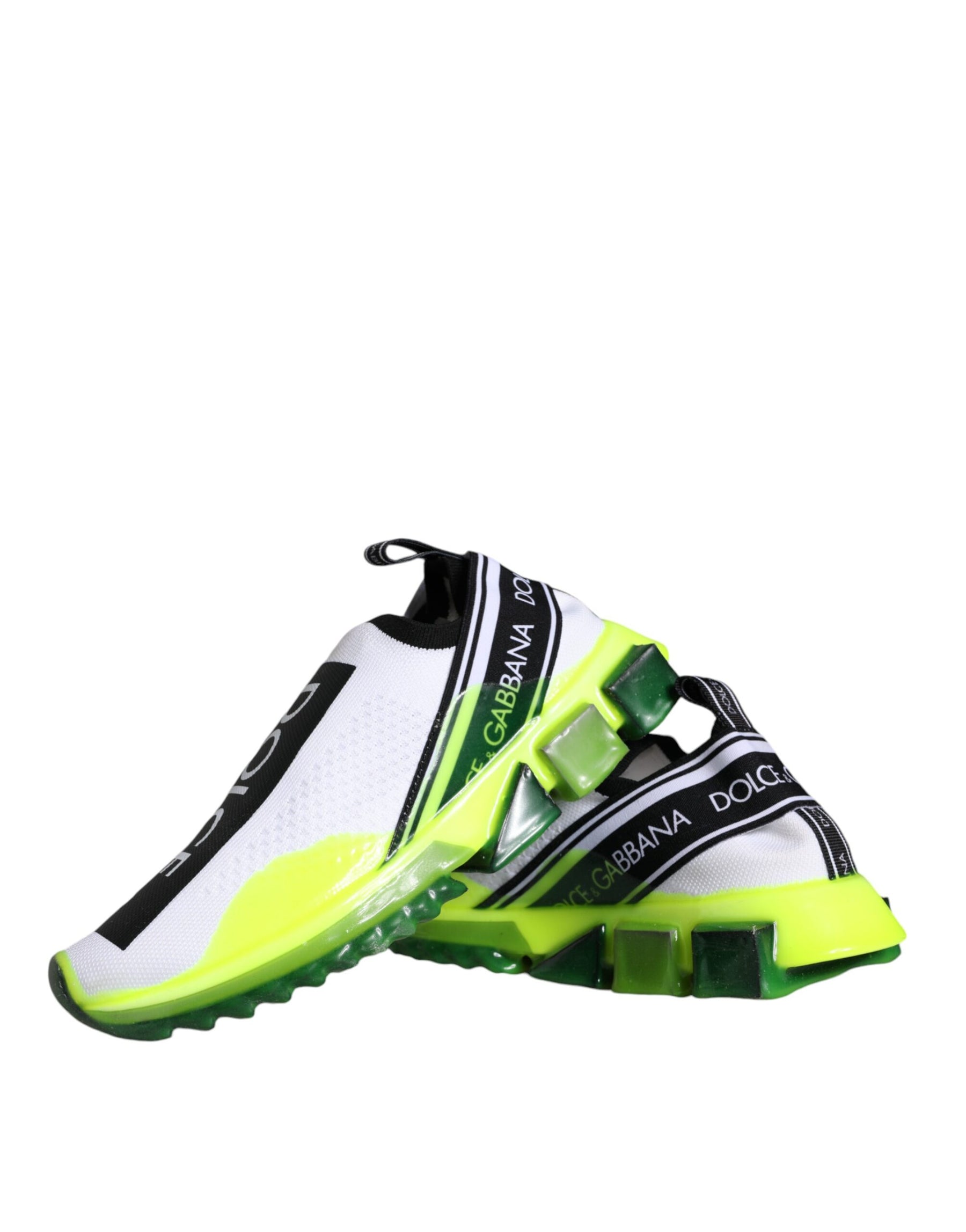 Dolce & Gabbana White Yellow Slip On Sorrento Sneakers Shoes | Regal Royce