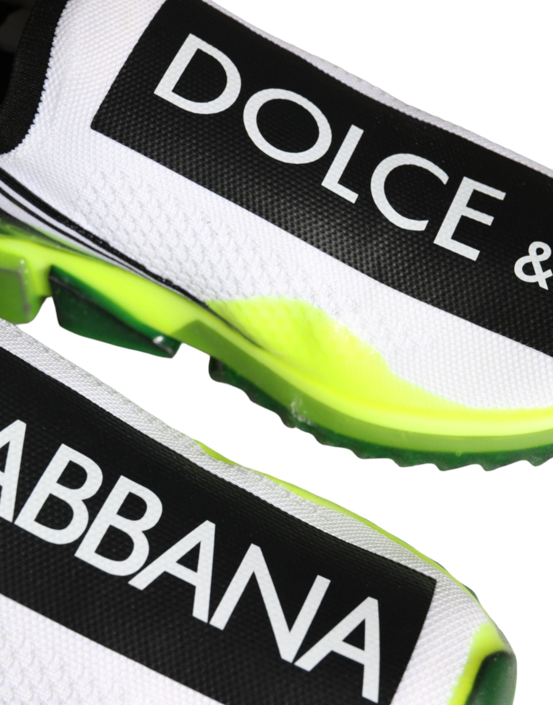 Dolce & Gabbana White Yellow Slip On Sorrento Sneakers Shoes | Regal Royce