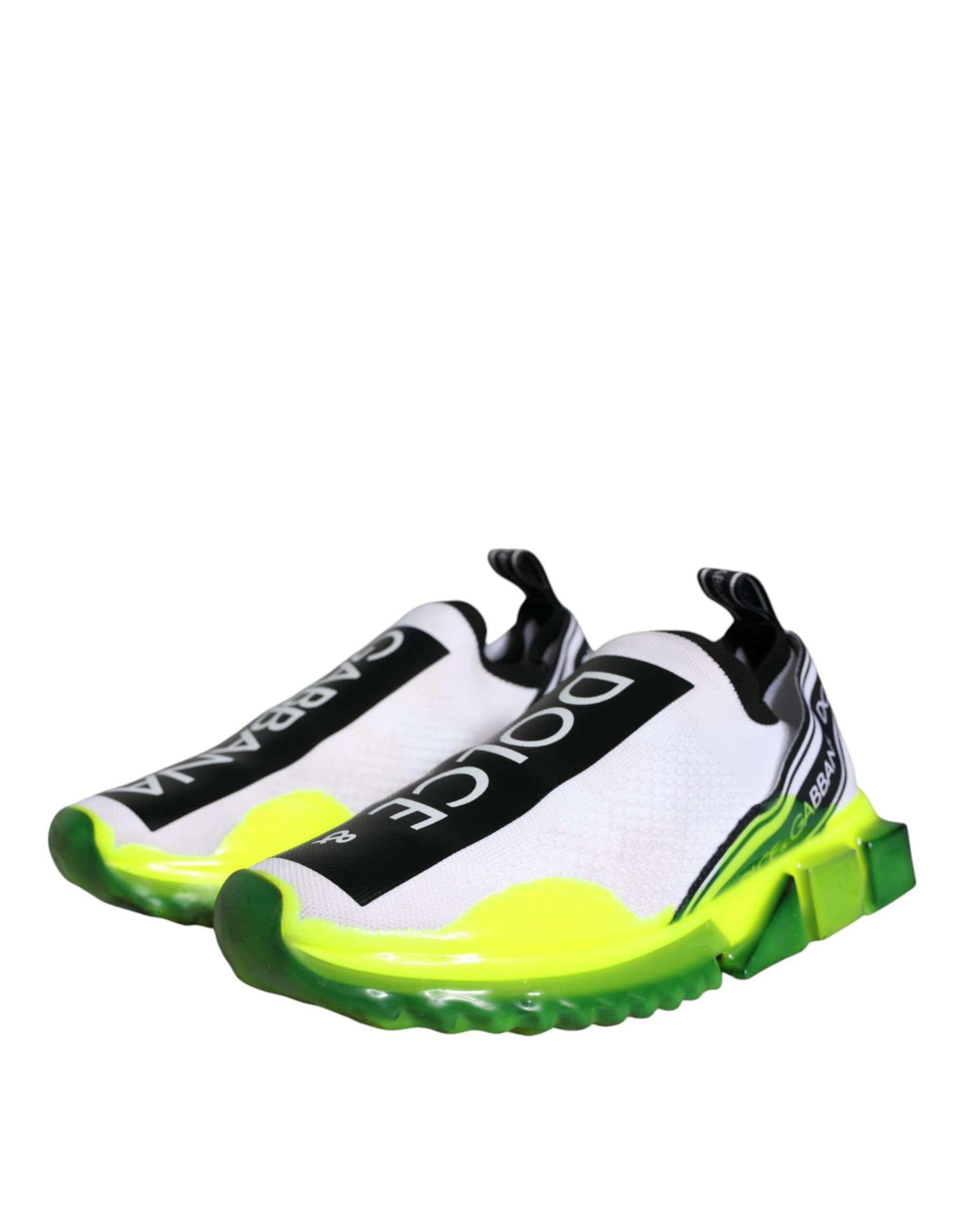 Dolce & Gabbana White Yellow Slip On Sorrento Sneakers Shoes | Regal Royce