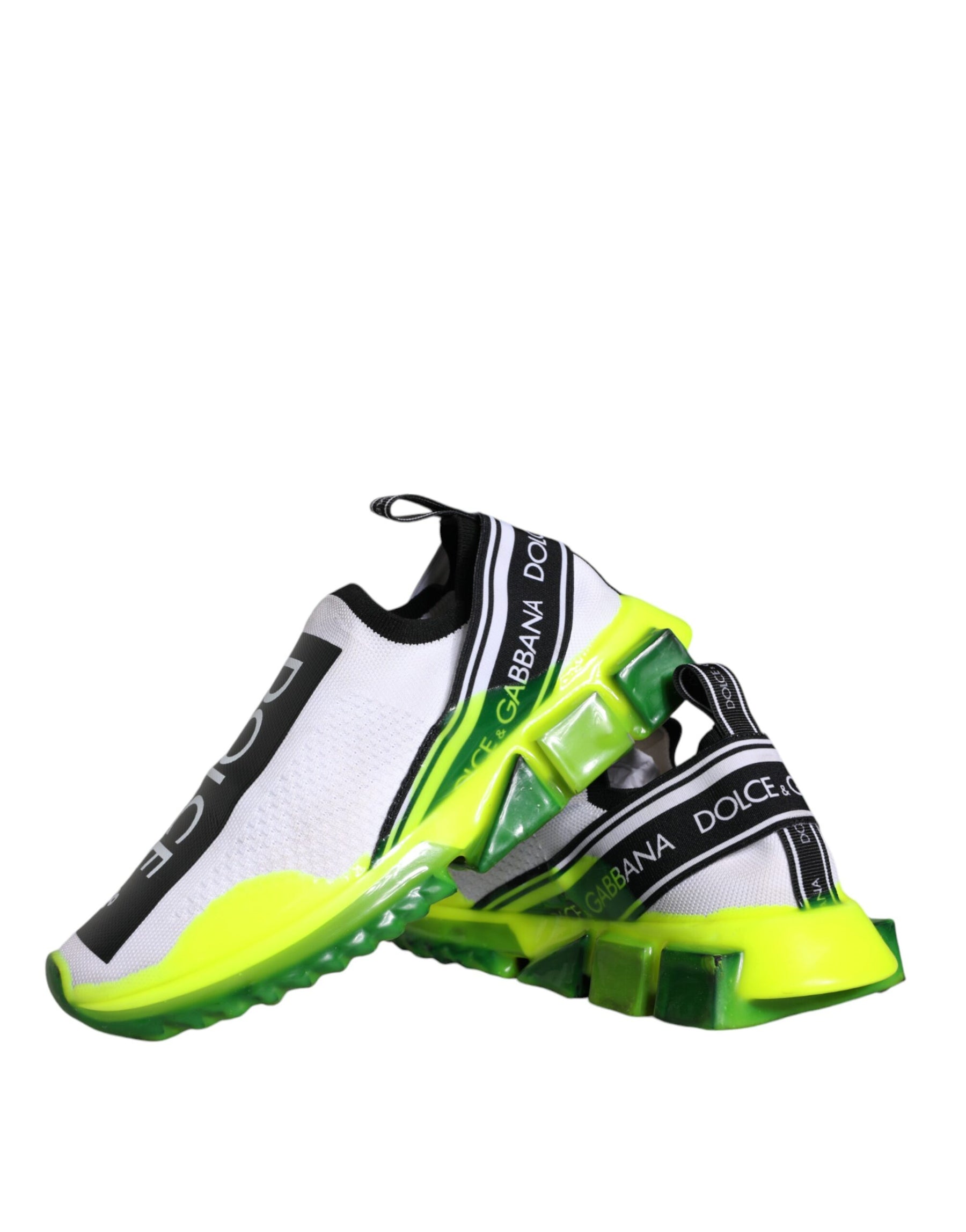 Dolce & Gabbana White Yellow Slip On Sorrento Sneakers Shoes | Regal Royce