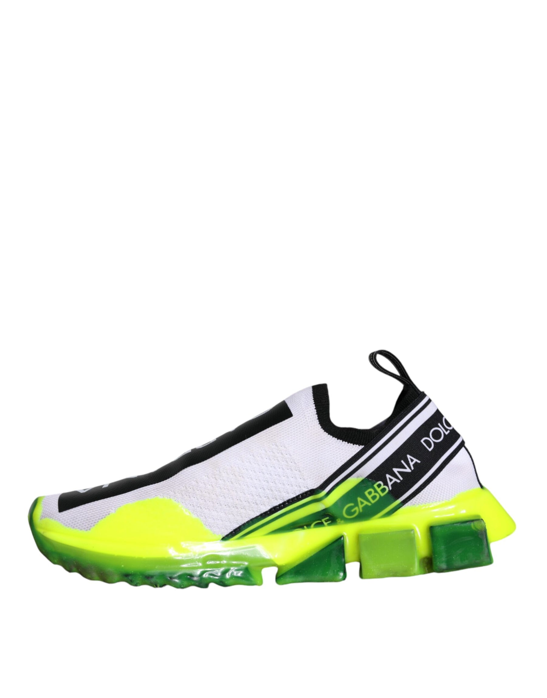 Dolce & Gabbana White Yellow Slip On Sorrento Sneakers Shoes | Regal Royce