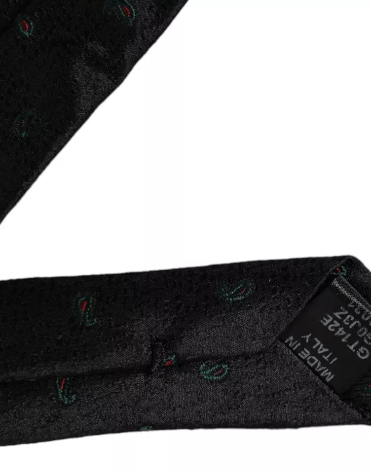 Dolce & Gabbana Black Fantasy 100% Silk Adjustable Men Tie | Regal Royce