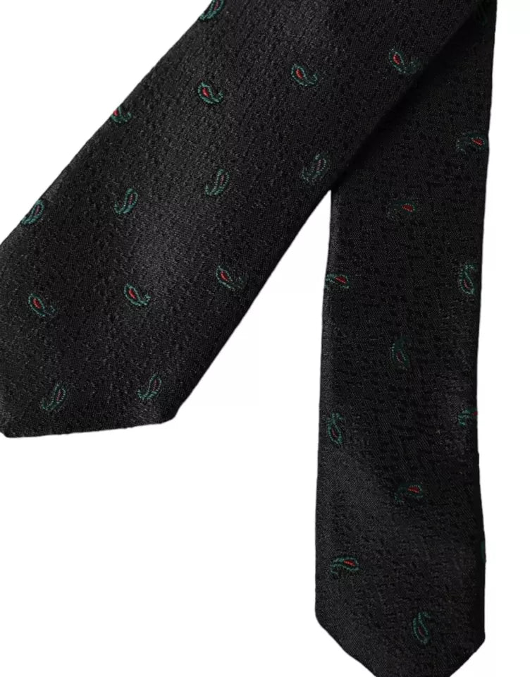 Dolce & Gabbana Black Fantasy 100% Silk Adjustable Men Tie | Regal Royce
