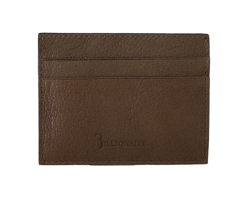 Billionaire Italian Couture Brown Leather Cardholder Wallet | Regal Royce