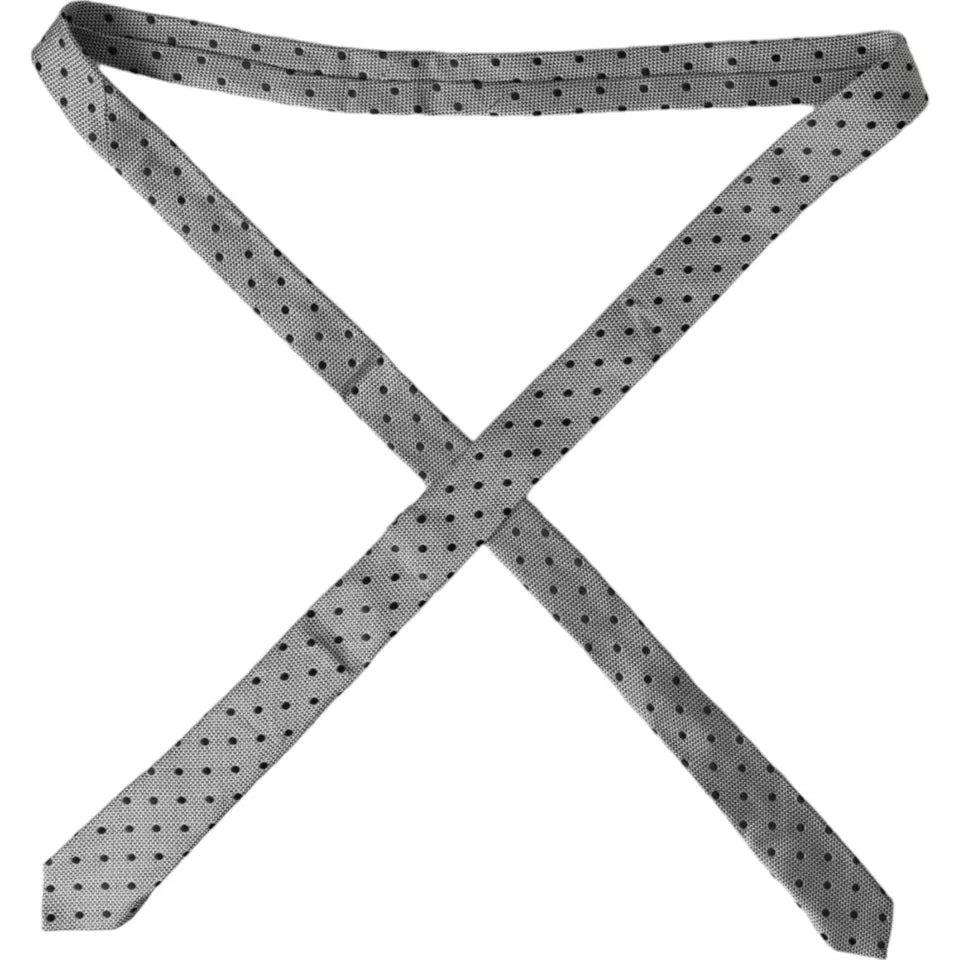 Dolce & Gabbana Black White Dot Fantasy Silk Adjustable Men Tie | Regal Royce