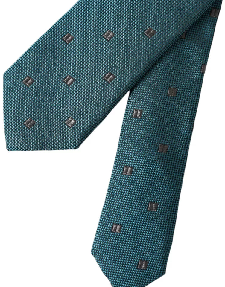 Dolce & Gabbana Green Patterned Silk Adjustable Men Tie | Regal Royce