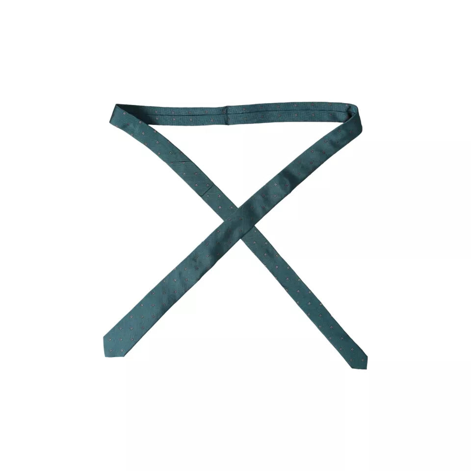Dolce & Gabbana Green Patterned Silk Adjustable Men Tie | Regal Royce