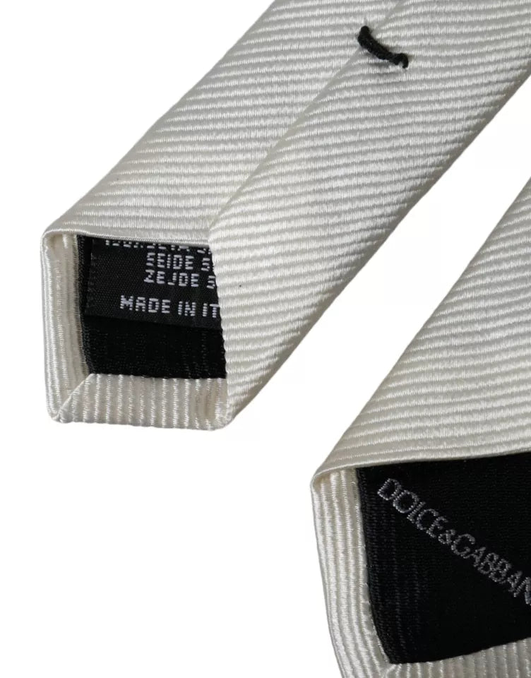 Dolce & Gabbana White Solid 100% Silk Adjustable Tie | Regal Royce