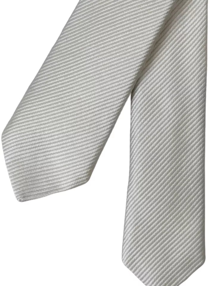 Dolce & Gabbana White Solid 100% Silk Adjustable Tie | Regal Royce