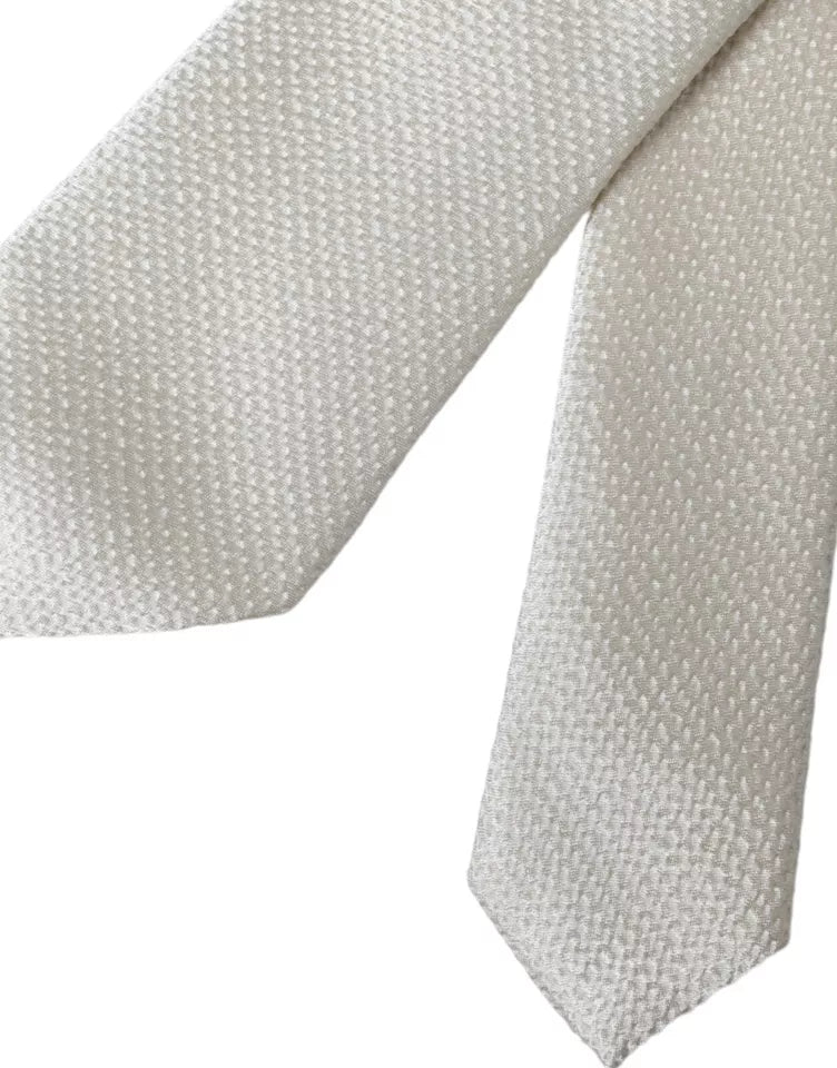 Dolce & Gabbana Off White 100% Silk Adjustable Necktie Men Tie | Regal Royce