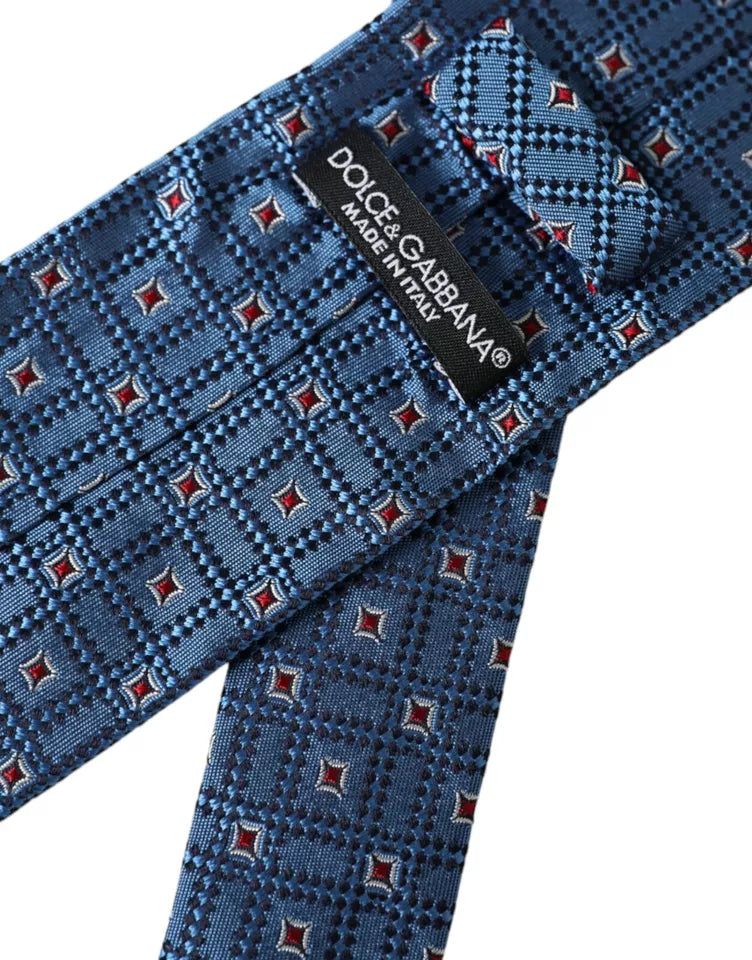 Dolce & Gabbana Blue Patterned 100% Silk Adjustable Men Tie | Regal Royce