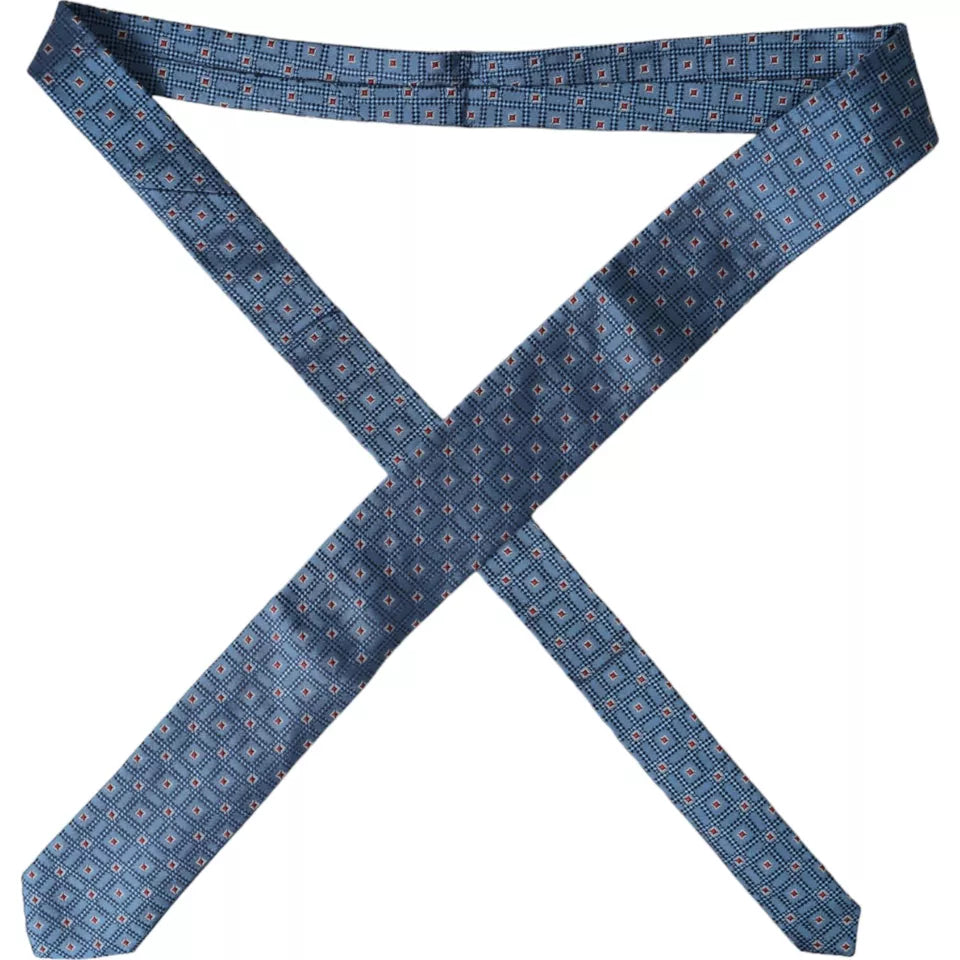 Dolce & Gabbana Blue Patterned 100% Silk Adjustable Men Tie | Regal Royce