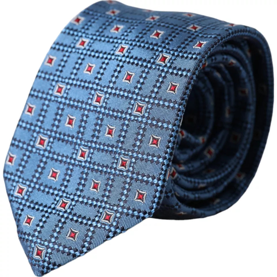 Dolce & Gabbana Blue Patterned 100% Silk Adjustable Men Tie | Regal Royce