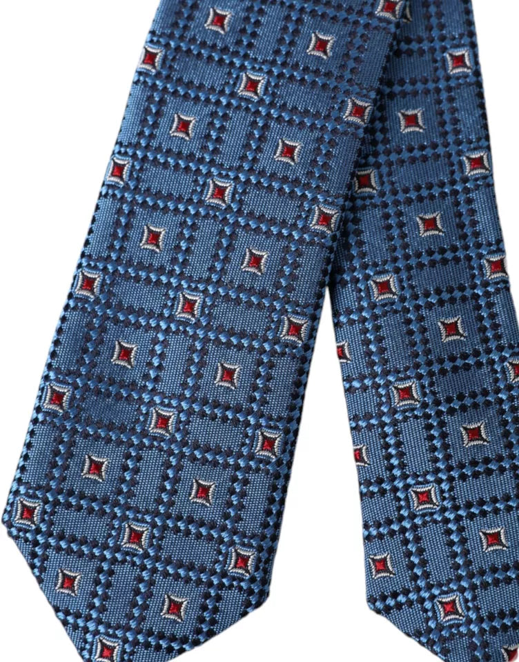 Dolce & Gabbana Blue Patterned 100% Silk Adjustable Men Tie | Regal Royce