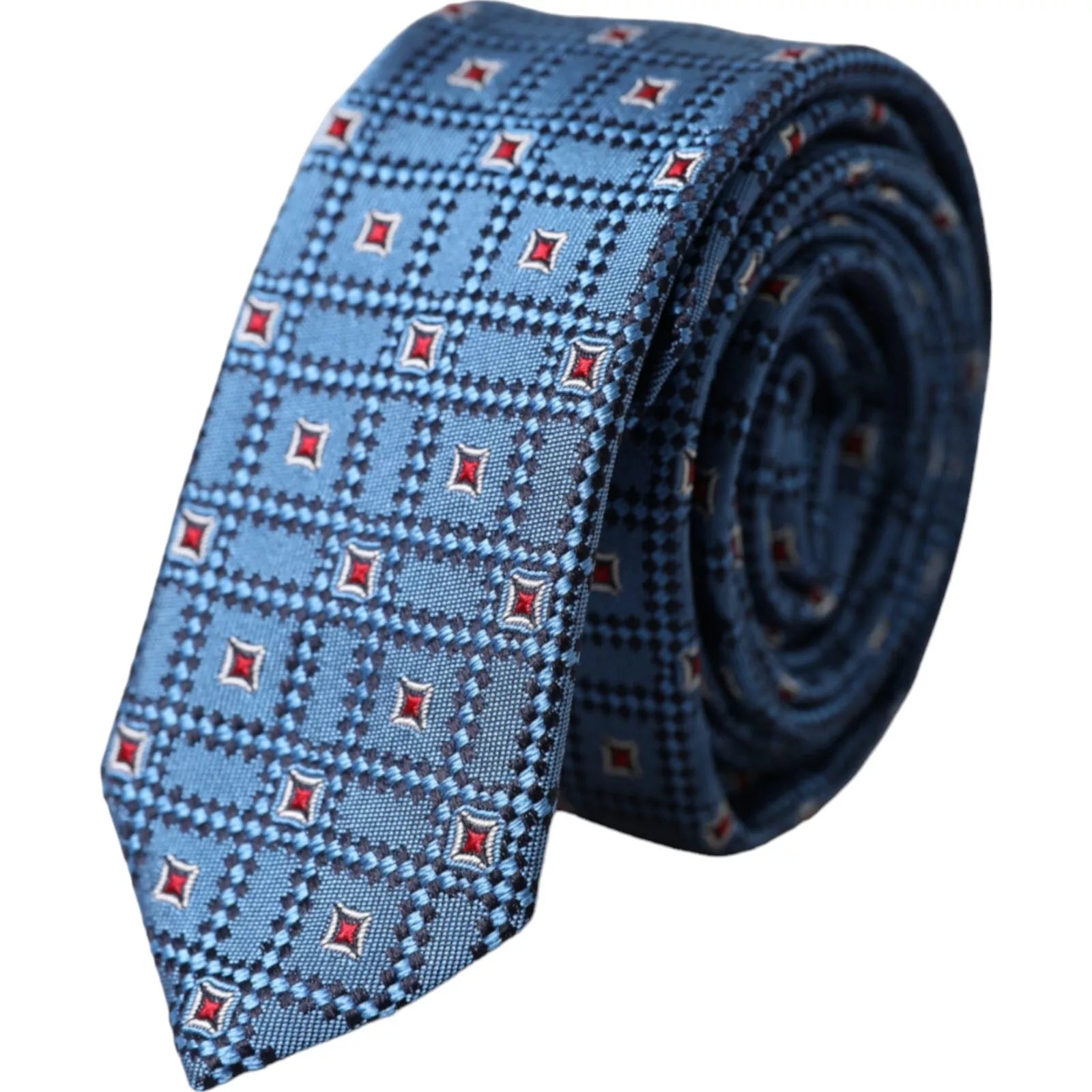 Dolce & Gabbana Blue Patterned 100% Silk Adjustable Men Tie | Regal Royce