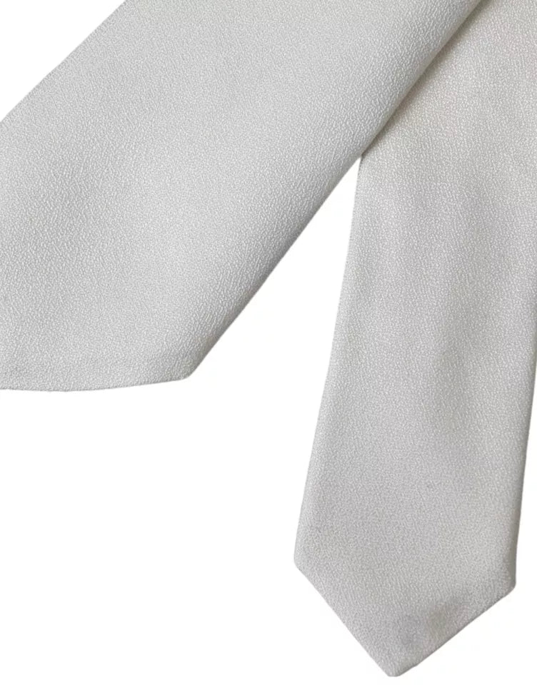 Dolce & Gabbana White Silk Classic Adjustable Men Tie | Regal Royce