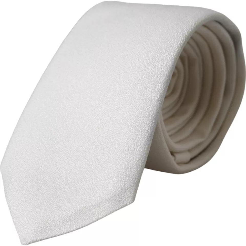 Dolce & Gabbana White Silk Classic Adjustable Men Tie | Regal Royce