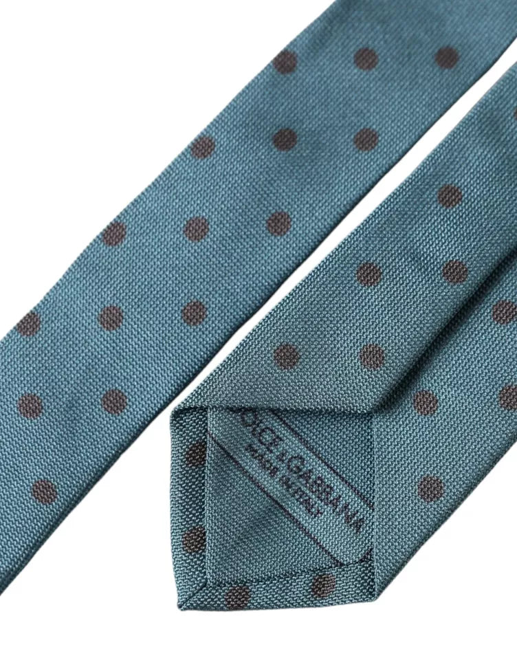 Dolce & Gabbana Green Black Polka Dot Silk Adjustable Men Tie | Regal Royce