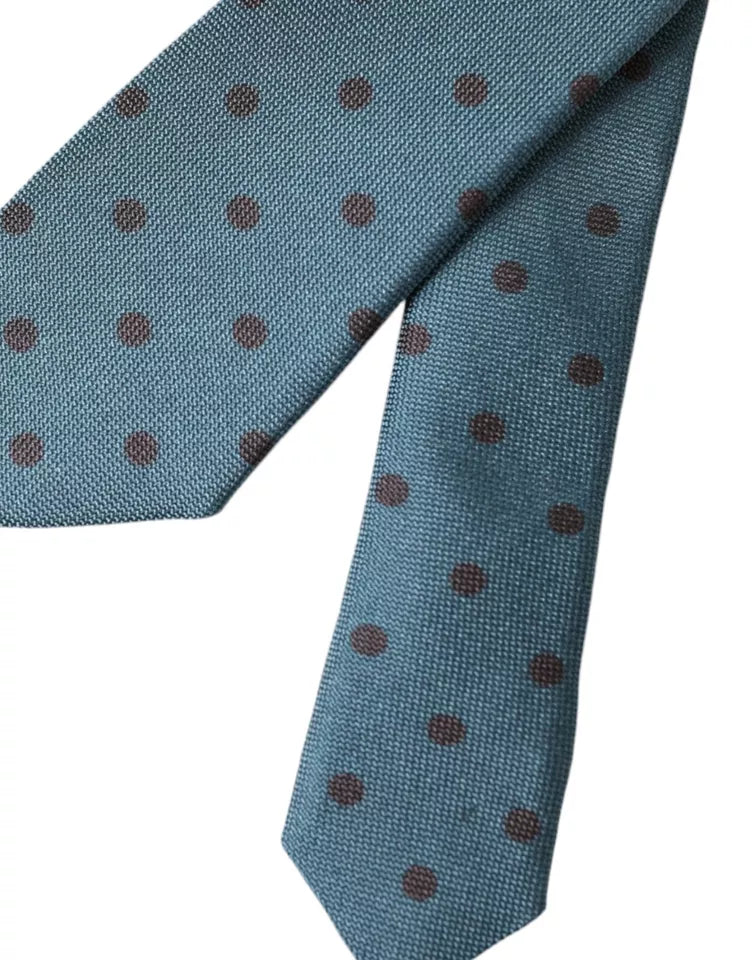 Dolce & Gabbana Green Black Polka Dot Silk Adjustable Men Tie | Regal Royce