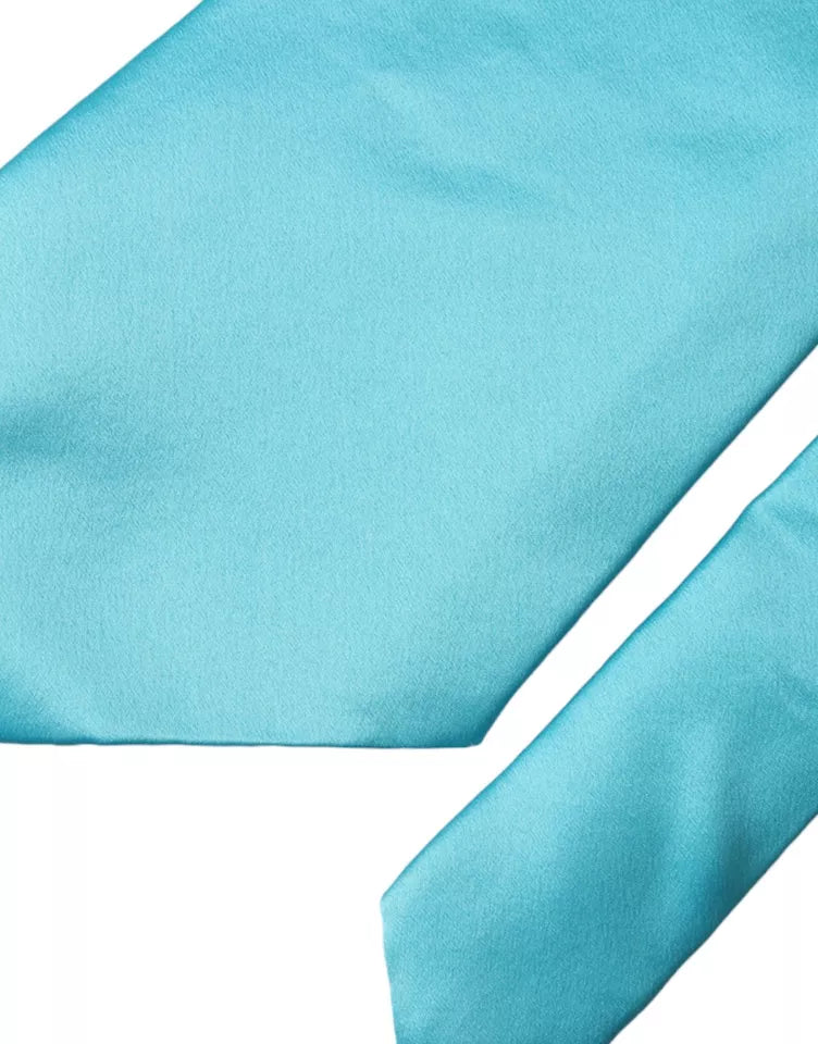Dolce & Gabbana Light Blue Satin Silk Wide Adjustable Men Tie | Regal Royce