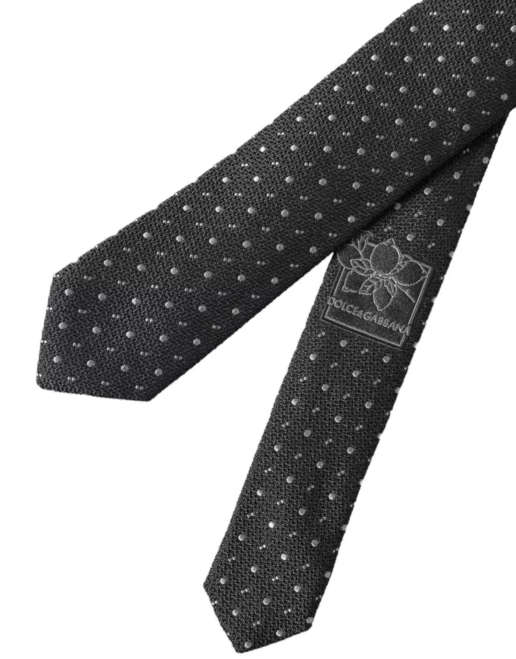 Dolce & Gabbana Black Polka Dot Silk Adjustable Men Tie | Regal Royce