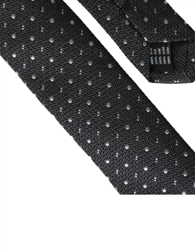 Dolce & Gabbana Black Polka Dot Silk Adjustable Men Tie | Regal Royce