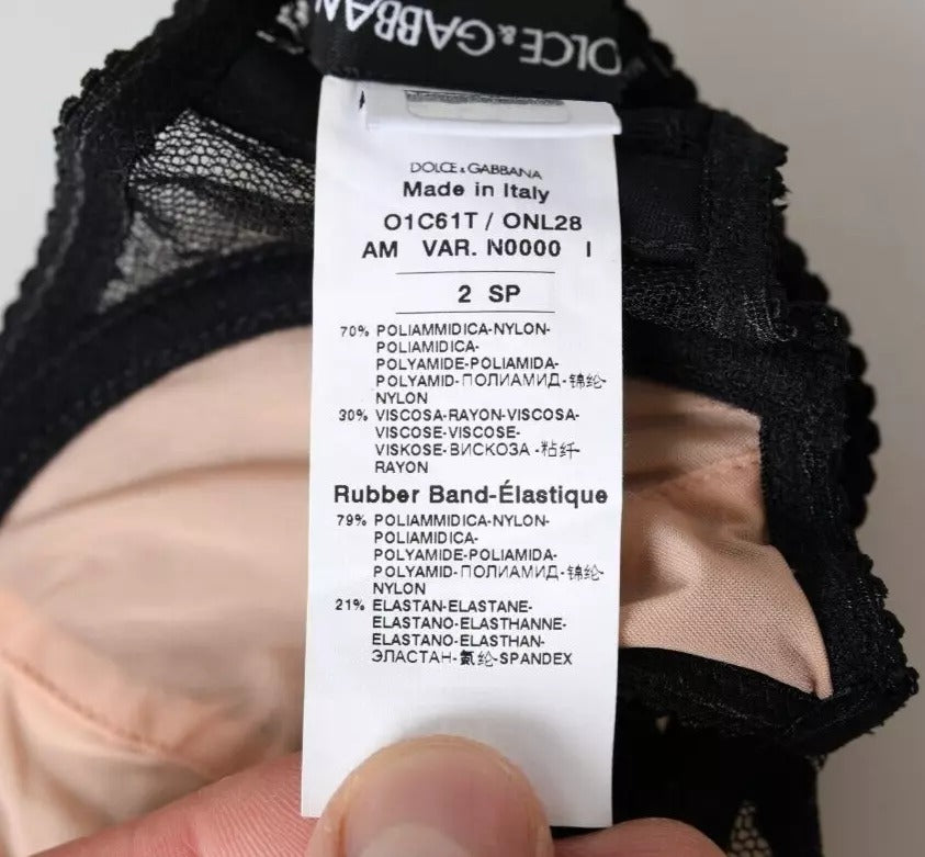 Dolce & Gabbana Black Floral Lace Nylon Balconcino Bra Underwear | Regal Royce