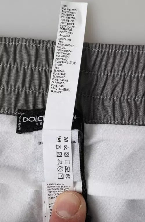 Dolce & Gabbana Dark Gray Polyester Beachwear Shorts Swimwear Men | Regal Royce