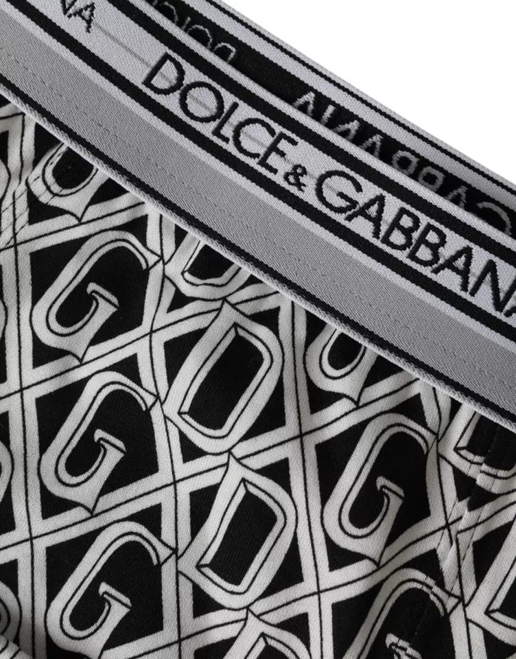 Dolce & Gabbana Black White DG Logo Cotton Stretch Cycling Underwear Men | Regal Royce