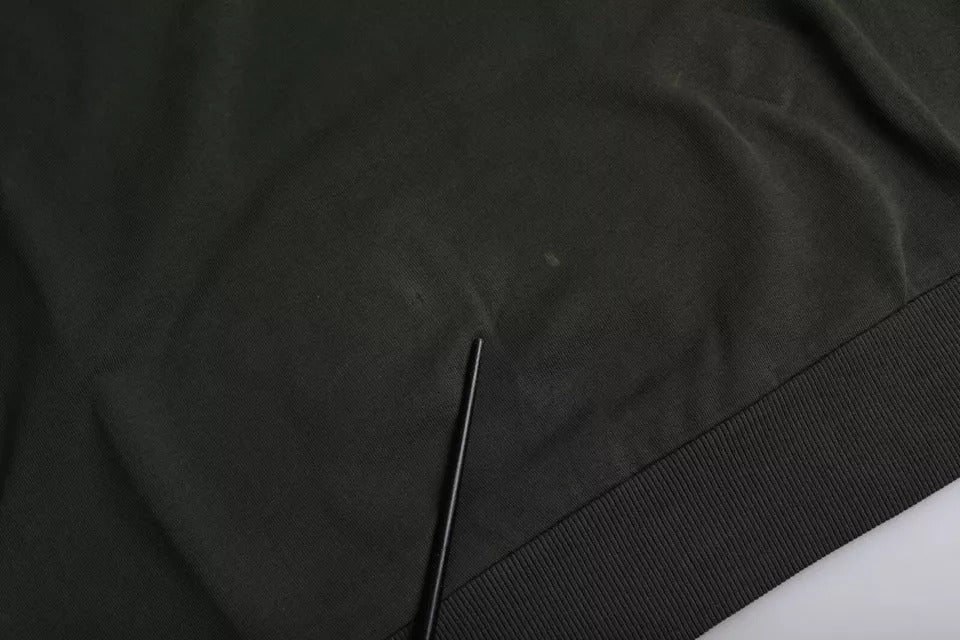 Dolce & Gabbana Green Logo Cotton Crew Neck Pullover Sweater | Regal Royce