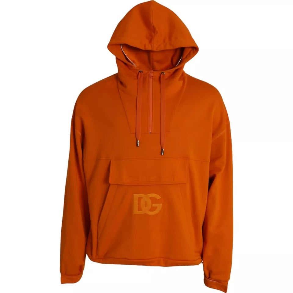 Dolce & Gabbana Orange Hooded Pullover Sweatshirt Sweater | Regal Royce