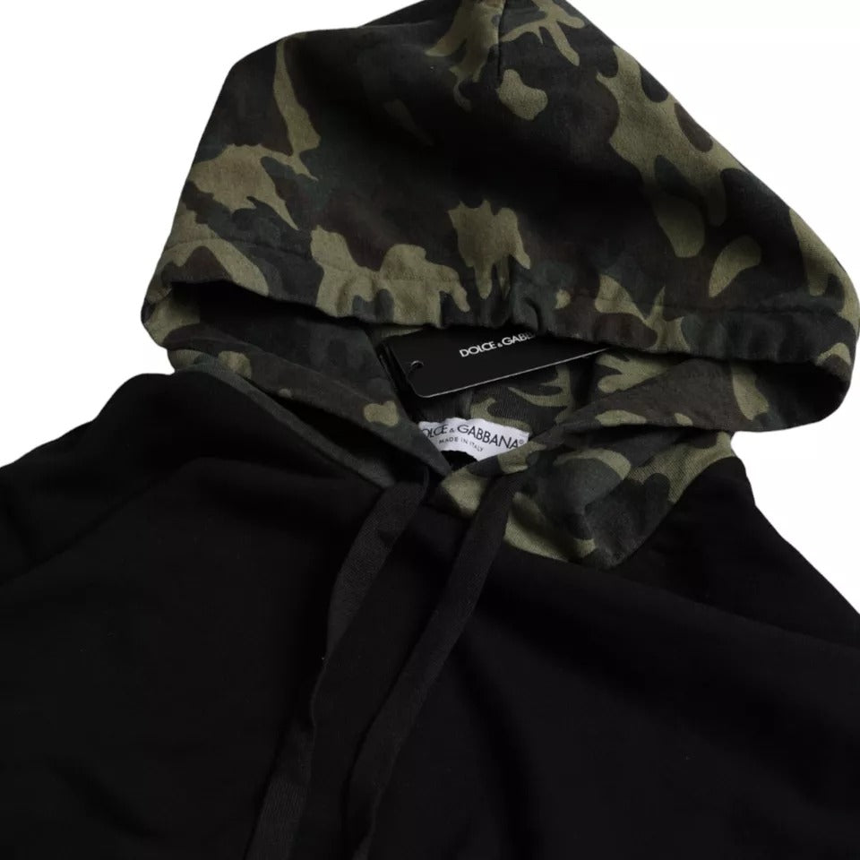 Dolce & Gabbana Black Camouflage Hooded Sweatshirt Sweater | Regal Royce