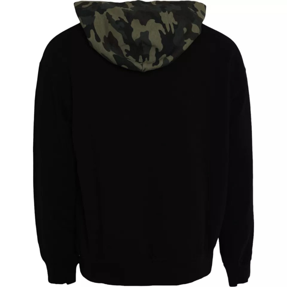 Dolce & Gabbana Black Camouflage Hooded Sweatshirt Sweater | Regal Royce