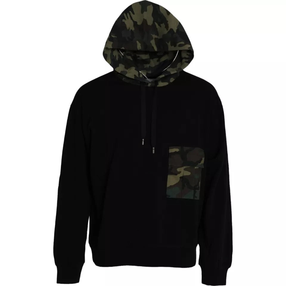 Dolce & Gabbana Black Camouflage Hooded Sweatshirt Sweater | Regal Royce