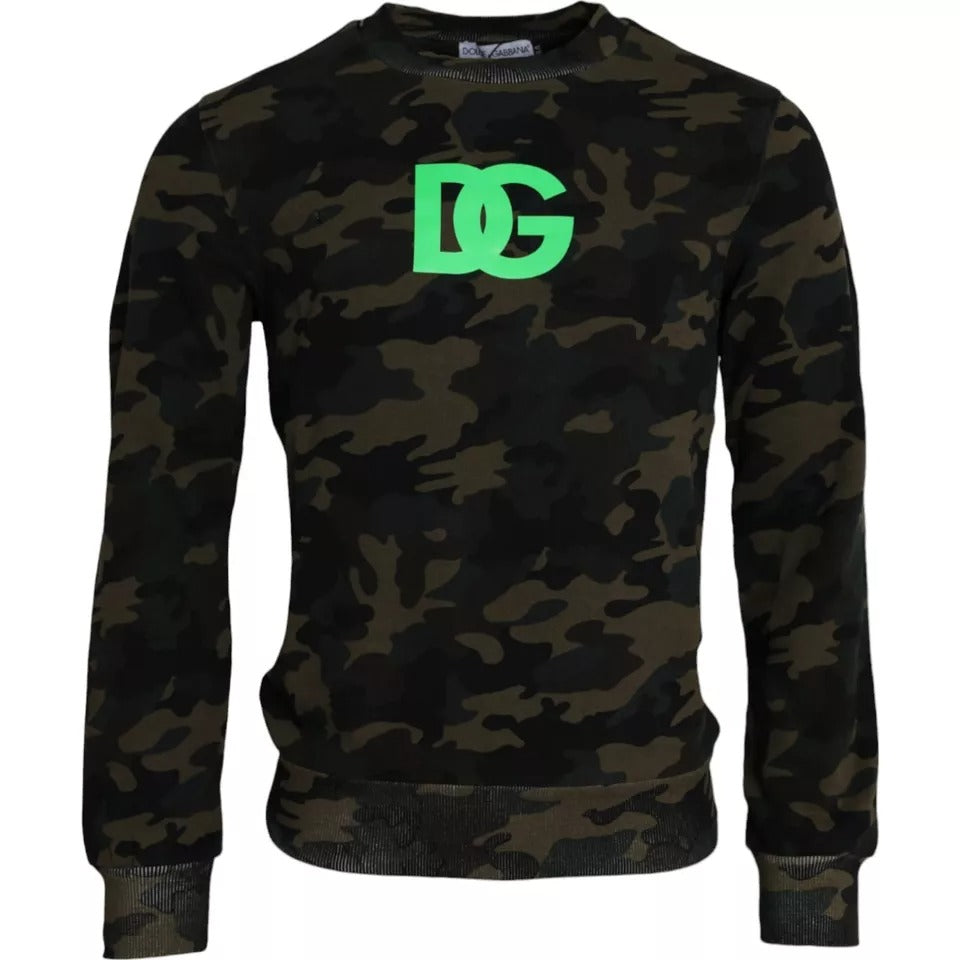 Dolce & Gabbana Black Camouflage Crew Neck Pullover Sweater | Regal Royce