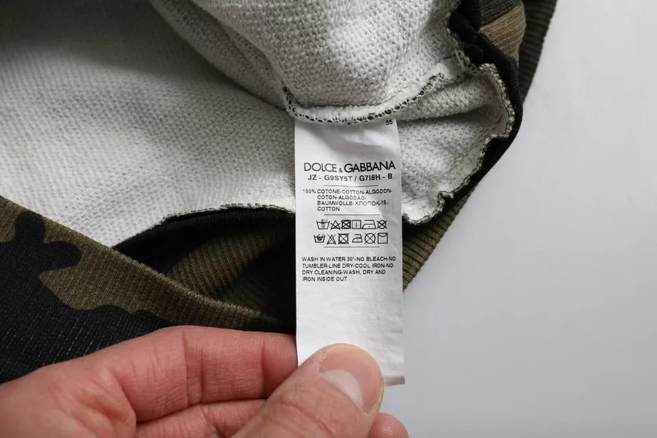 Dolce & Gabbana Black Camouflage Crew Neck Pullover Sweater | Regal Royce