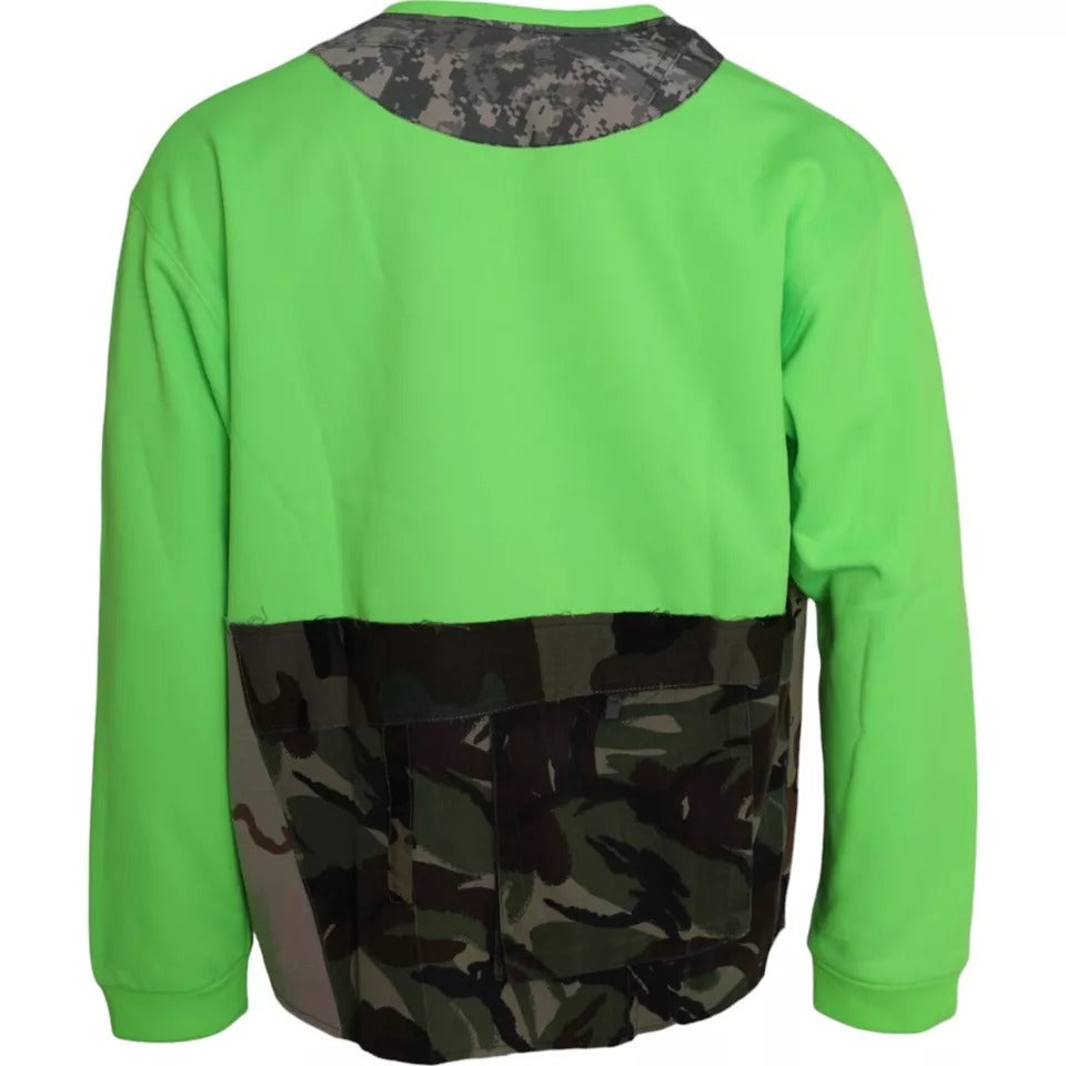 Dolce & Gabbana Green Patchwork Heart Crew Neck Pullover Sweater | Regal Royce