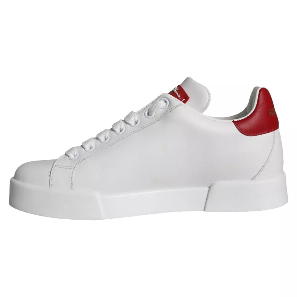 Dolce & Gabbana White Patch Calfskin Nappa Portofino Sneakers Shoes | Regal Royce
