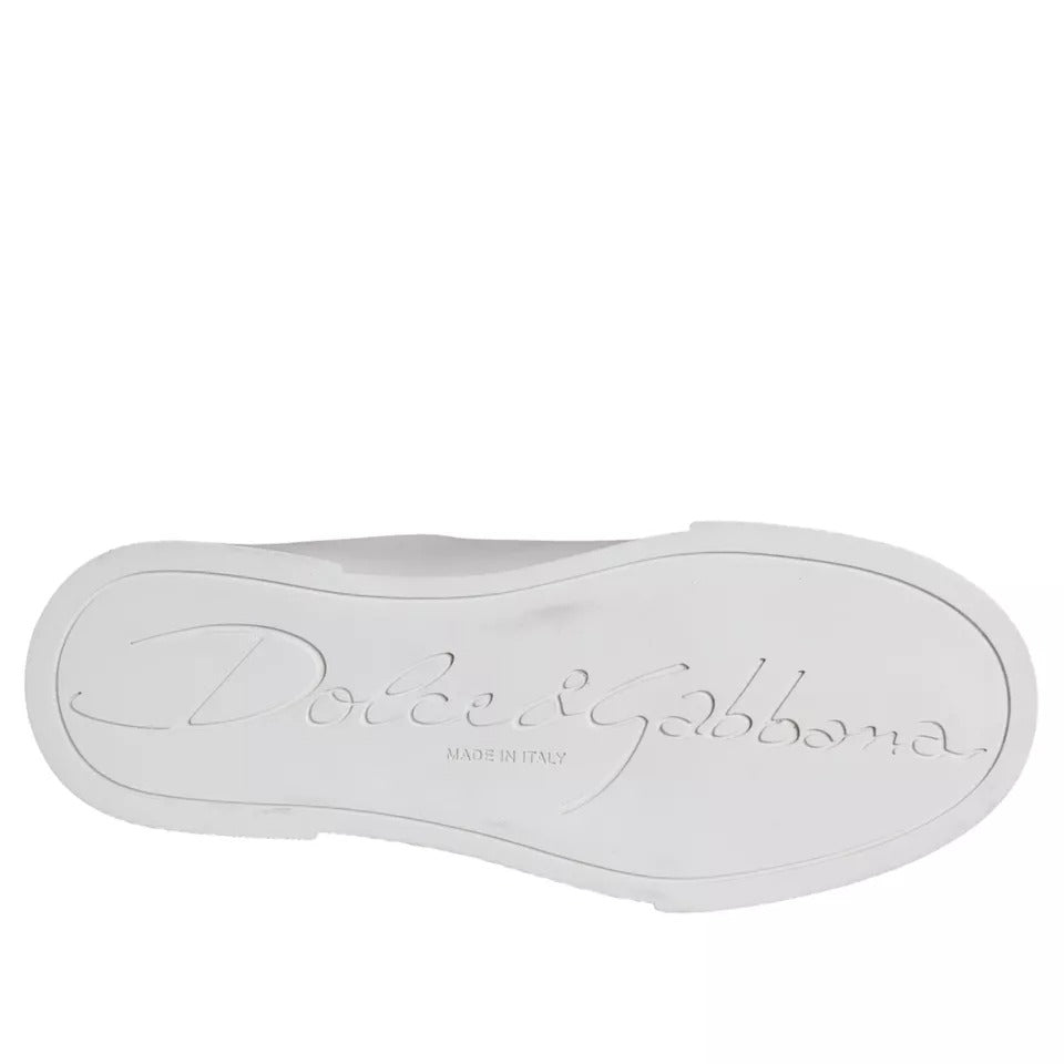 Dolce & Gabbana White Patch Calfskin Nappa Portofino Sneakers Shoes | Regal Royce