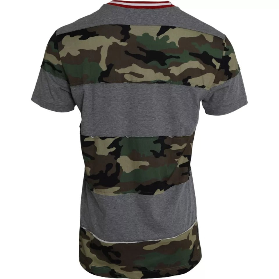 Dolce & Gabbana Multicolor Camouflage Cotton Crew Neck Men T-shirt | Regal Royce