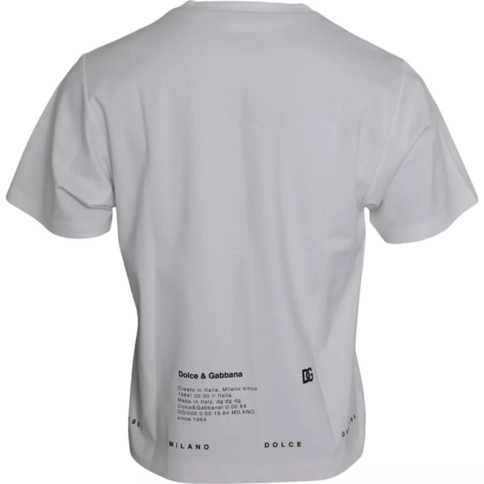 Dolce & Gabbana White Red Lips Print Cotton Men T-shirt | Regal Royce