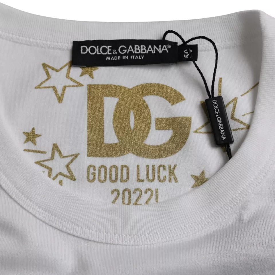 Dolce & Gabbana White Cotton Round Neck Short Sleeves T-shirt | Regal Royce