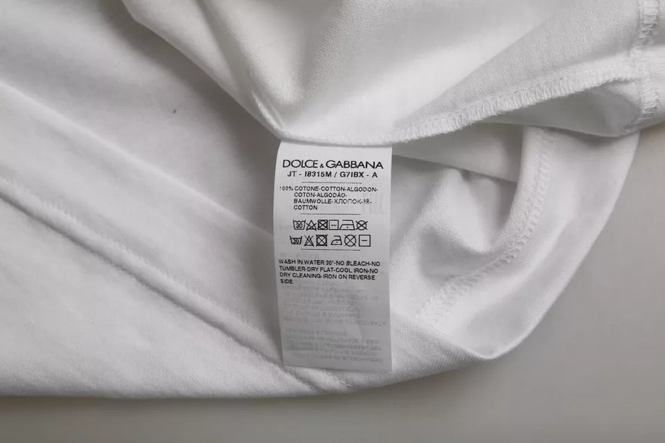 Dolce & Gabbana White Cotton Round Neck Short Sleeves T-shirt | Regal Royce