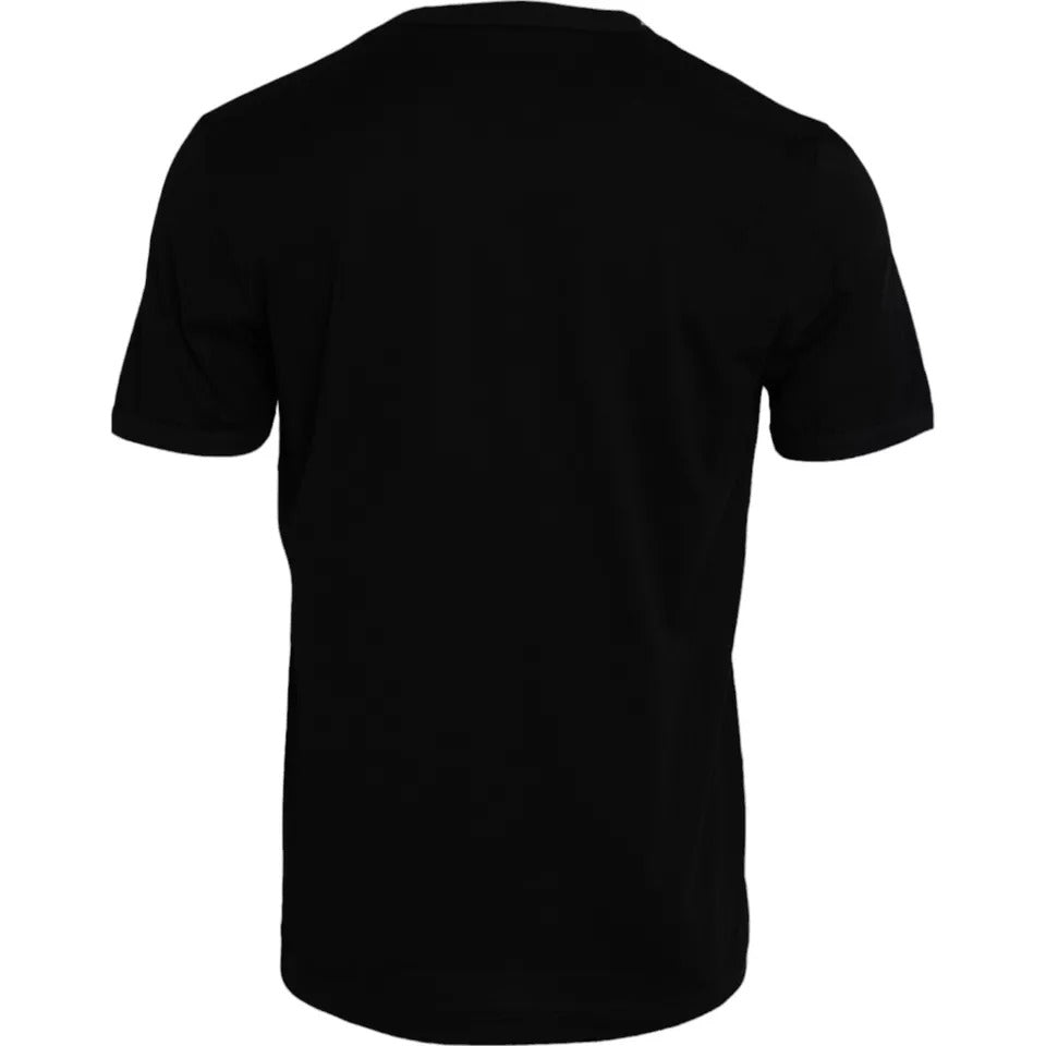 Dolce & Gabbana Black Cotton Round Neck Short Sleeves Men T-shirt | Regal Royce