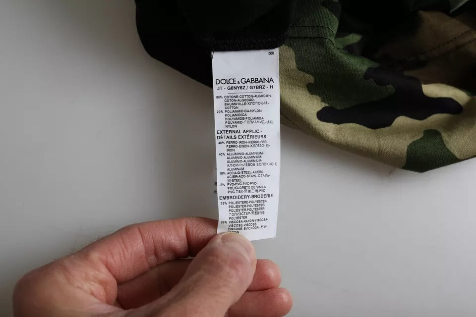 Dolce & Gabbana Multicolor Camouflage Cotton Round Neck Men T-shirt | Regal Royce