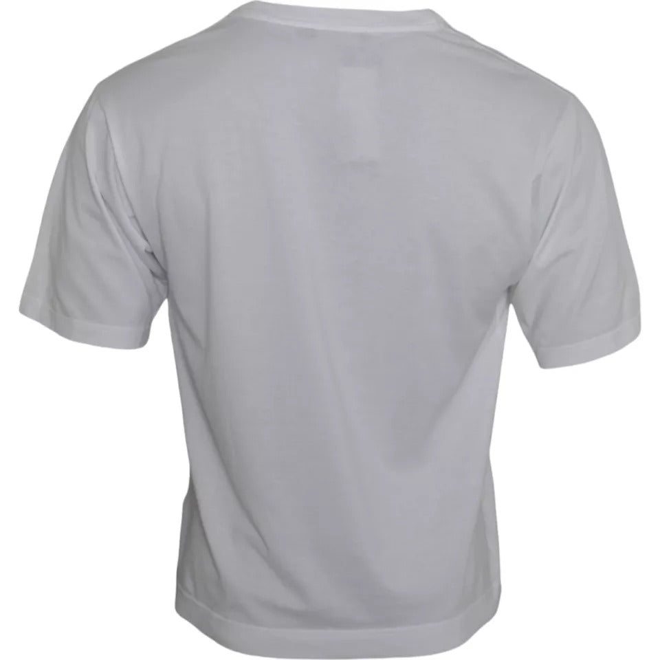 Dolce & Gabbana White Cotton DG Applique Men Casual T-shirt | Regal Royce